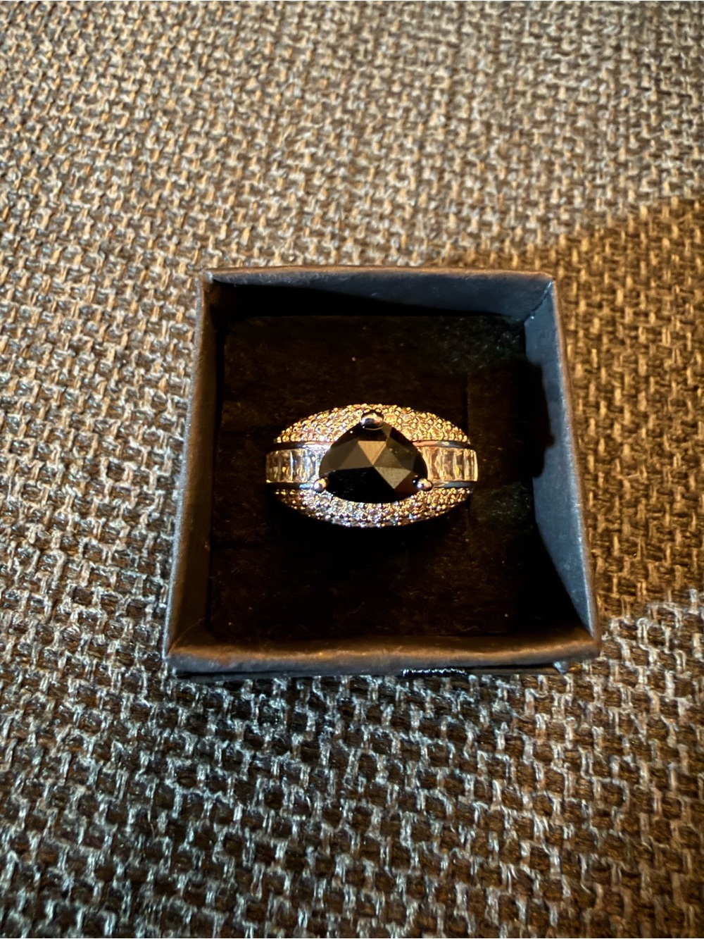 Black Onyx Center Ring with Pave Accents